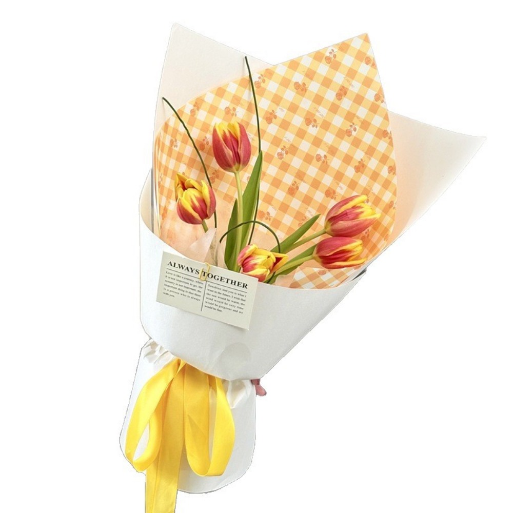 Rose Grid Print Thick White Kr - Flower Wrap Kraft 评论和价格