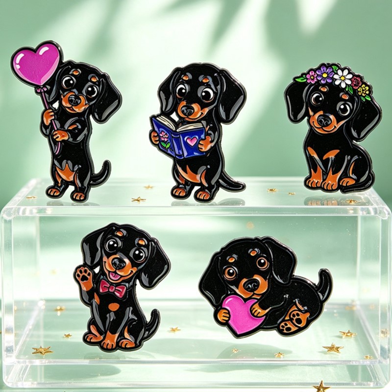 5pcs Cute Dachshund Enamel Pin - Supply Florist 评论和价格