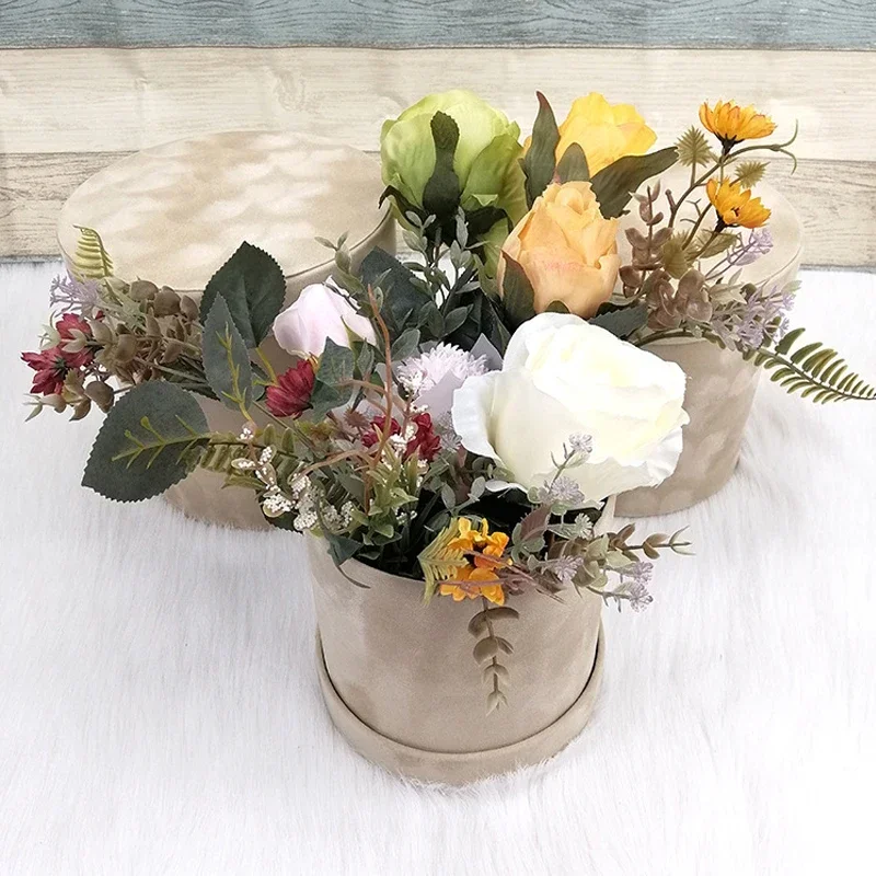 3Pcs/Set Round Shape Velvet Gi - Florist Supply Buckets 评论和价格