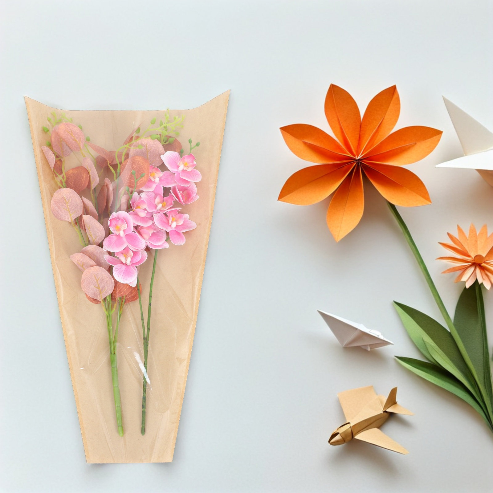 50Pcs Kraft Flower Packaging B - Flower Wrap Kraft 评论和价格