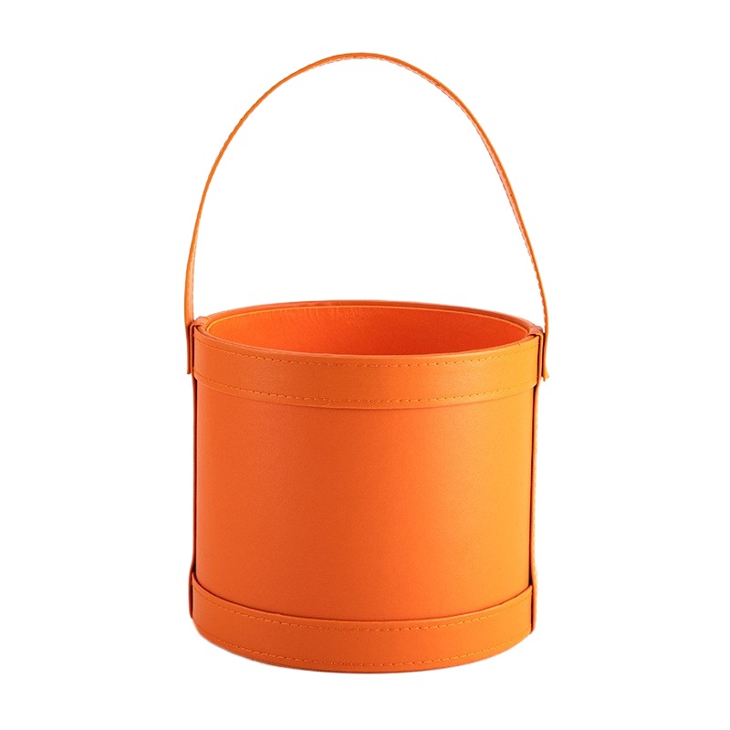 Portable Leather Round Gift Bo - Florist Supply Buckets 评论和价格